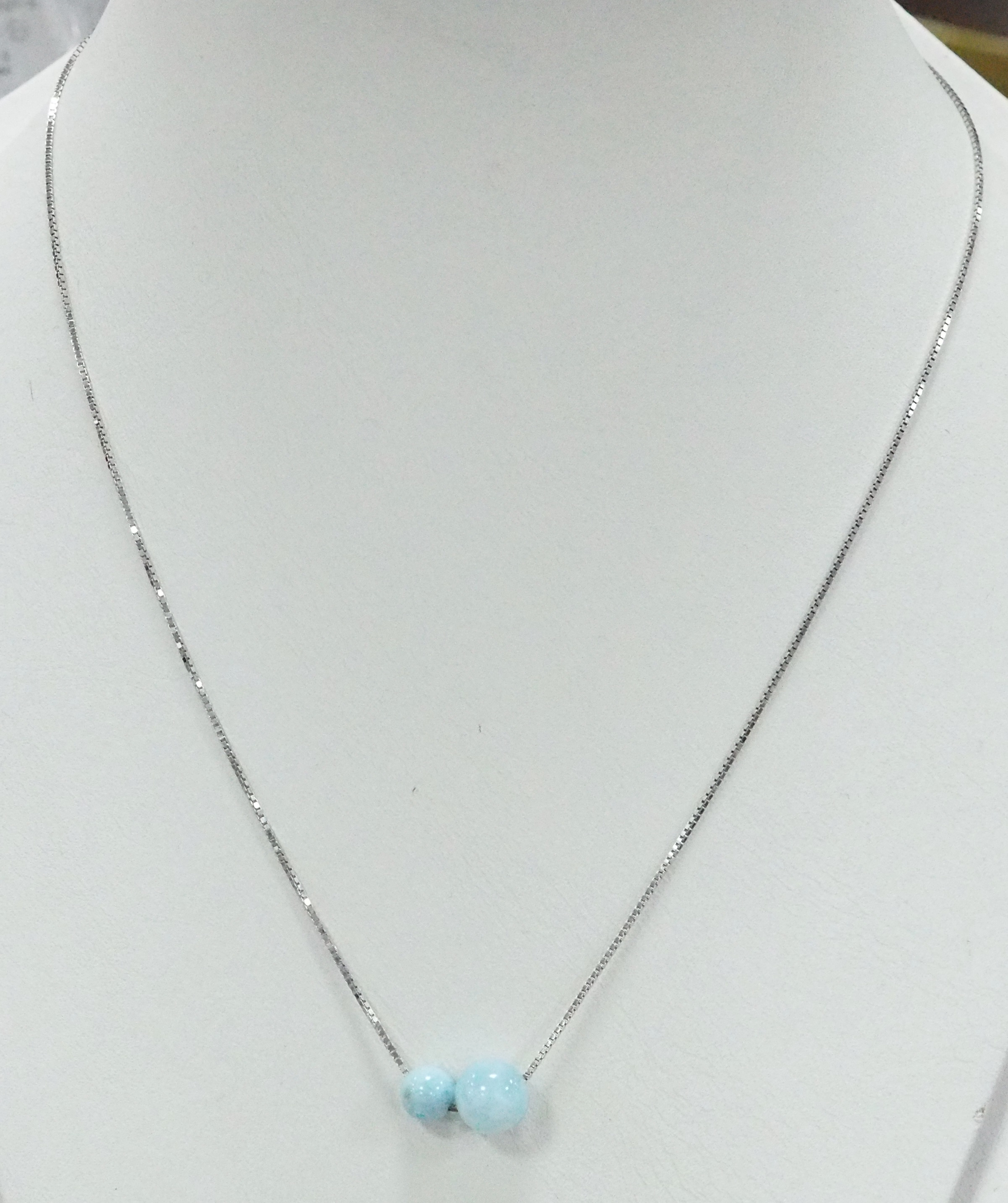 Серебряное колье с ларимарами